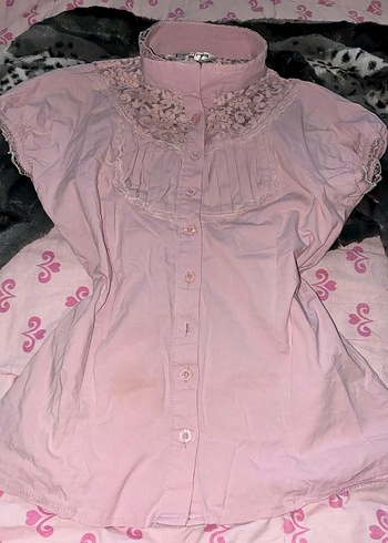 Vintage Love Pembe Vintage İslemeli Bluz