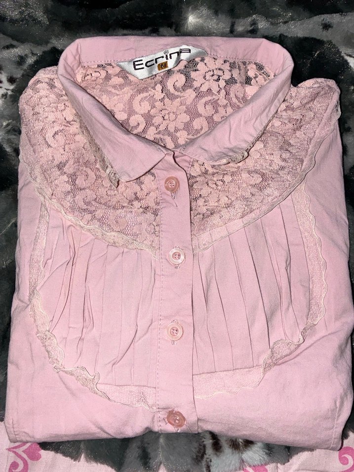 Pembe VİNTAGE işlemeli bluz — görsel 6/9