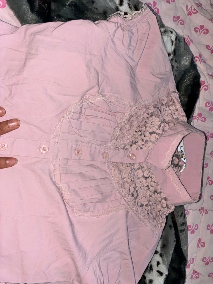 Pembe VİNTAGE işlemeli bluz — görsel 4/9