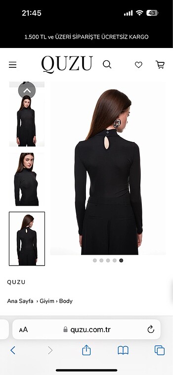 Quzu siyah çıtçıtlı body
