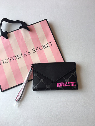 Victorias Secret büyük boy cüzdan, siyah ve logolu 
