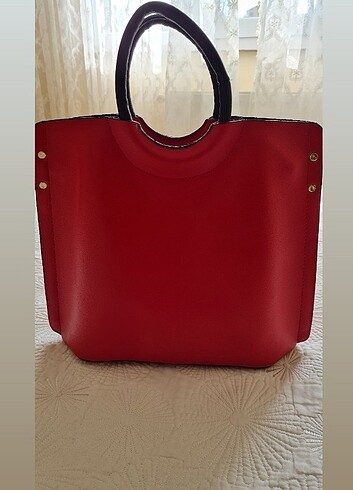Kırmızı koton çanta
