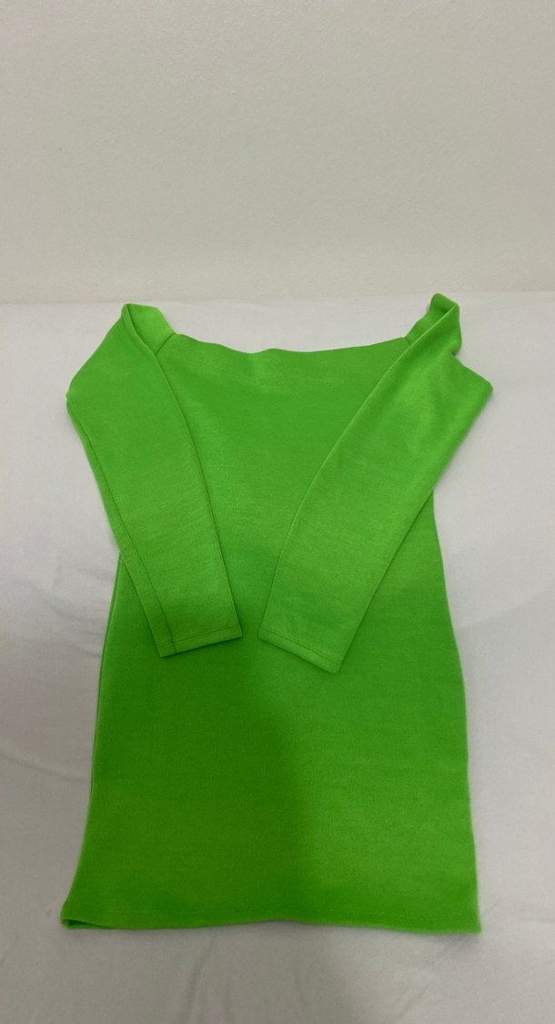 Yeşil Kadın Triko Uzun Kollu Elbise - Görsel 3