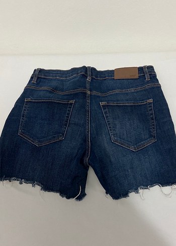 Kadın Koyu Mavi Mini Denim Şort - Görsel 3