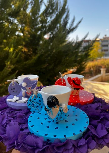 Renkli El Yapımı Kahve Fincan Seti