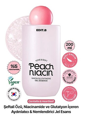 Diğer EDIT.B Tone & Soft Peach Niacinamide Glutathione Gel Essence