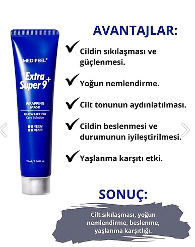 MEDIPEEL Extra Super 9 Plus Water Glow Lifting Wrapping Mask - Görsel 5