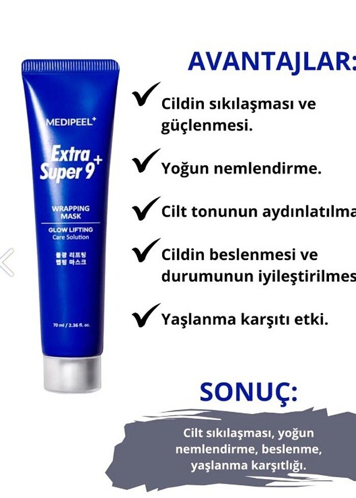 MEDIPEEL Extra Super 9 Plus Water Glow Lifting Wrapping Mask - Görsel 5