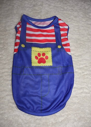 Renkli Pati Desenli Kırmızı Çizgili Kedi Köpek Kıyafeti - Görsel 8