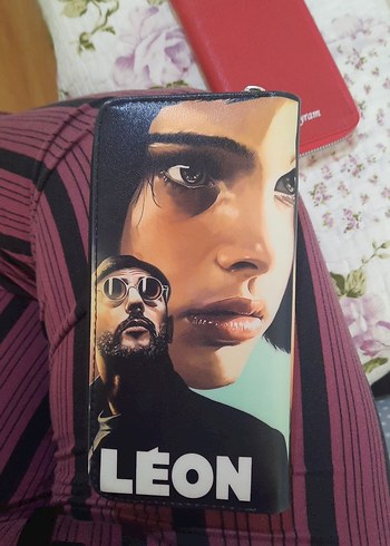 LEON Baskılı Deri Fermuarlı Kadın Cüzdanı - Görsel 3