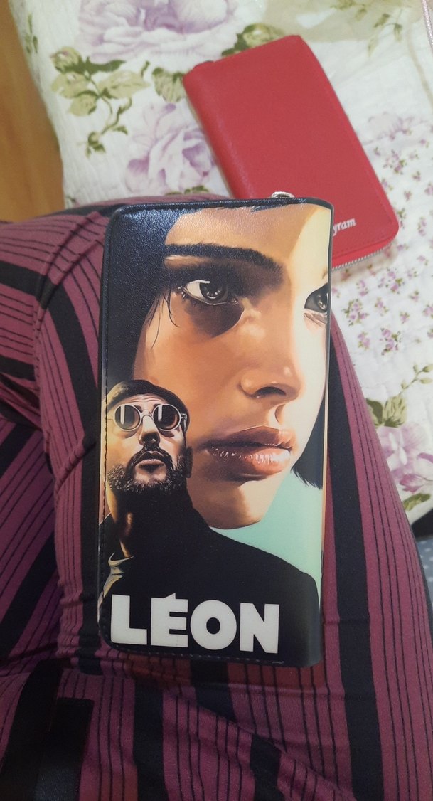 LEON Baskılı Deri Fermuarlı Kadın Cüzdanı - Görsel 3