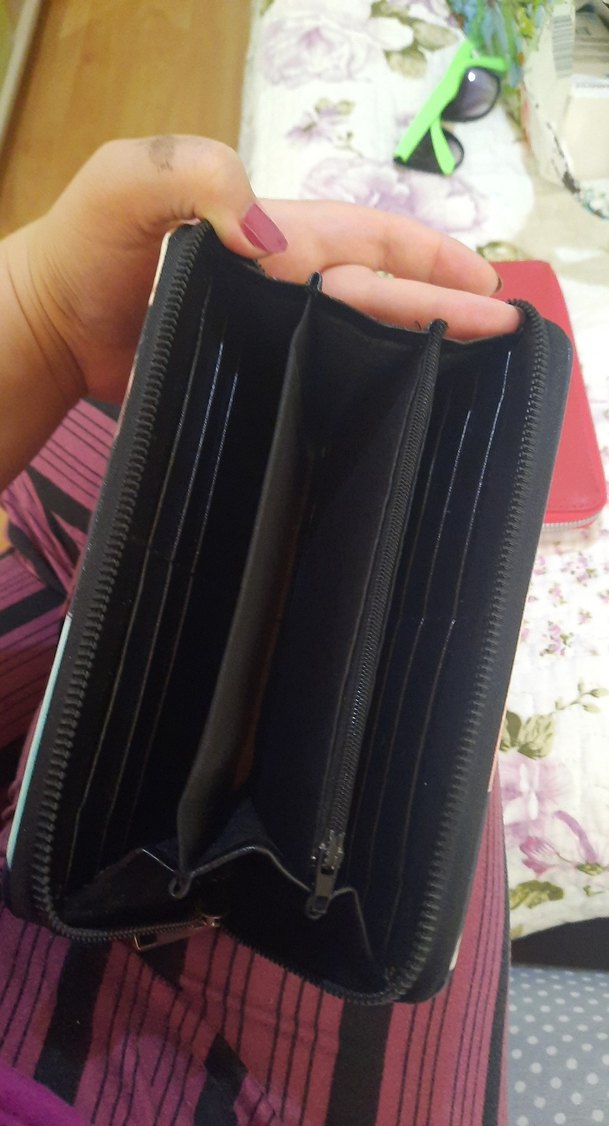 LEON Baskılı Deri Fermuarlı Kadın Cüzdanı - Görsel 4