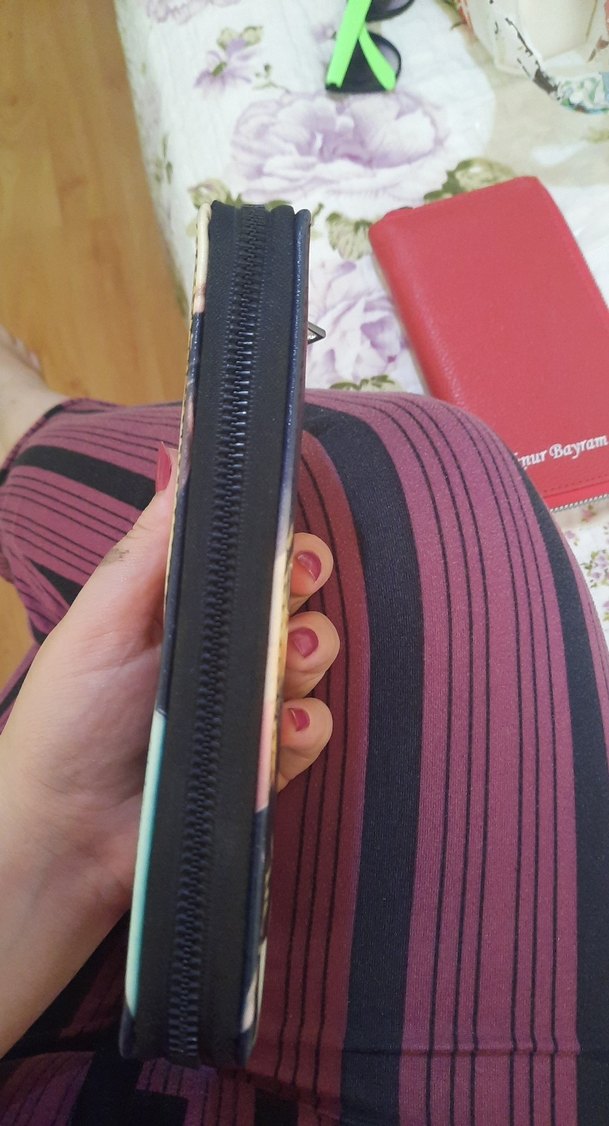 LEON Baskılı Deri Fermuarlı Kadın Cüzdanı - Görsel 2