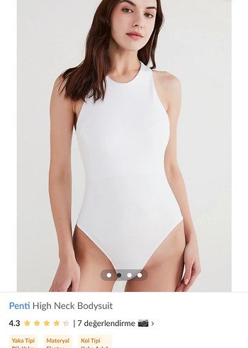 Penti Beyaz Yüksek Yaka Bodysuit - Görsel 2