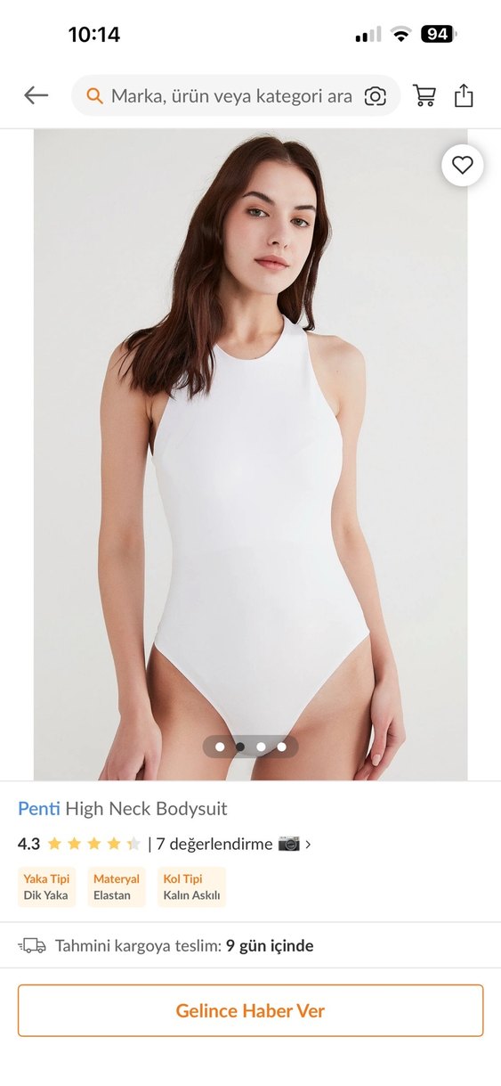 Penti Beyaz Yüksek Yaka Bodysuit - Görsel 2