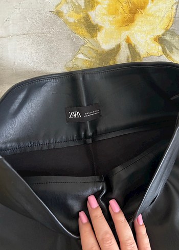 Siyah Deri Skinny Pantolon Zara - Görsel 6