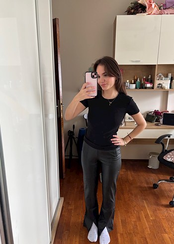 Stradivarius deri yırtmaçlı Tayt  - Görsel 4