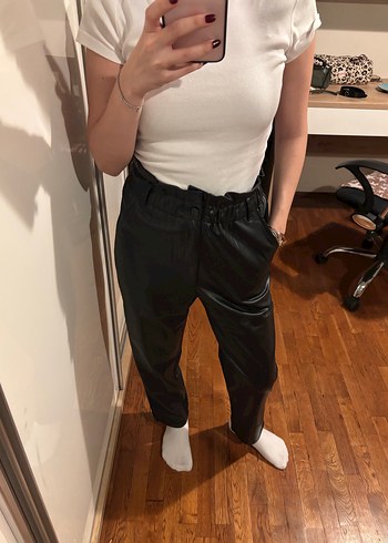 Mango Paperbag Deri Pantolon - Görsel 3