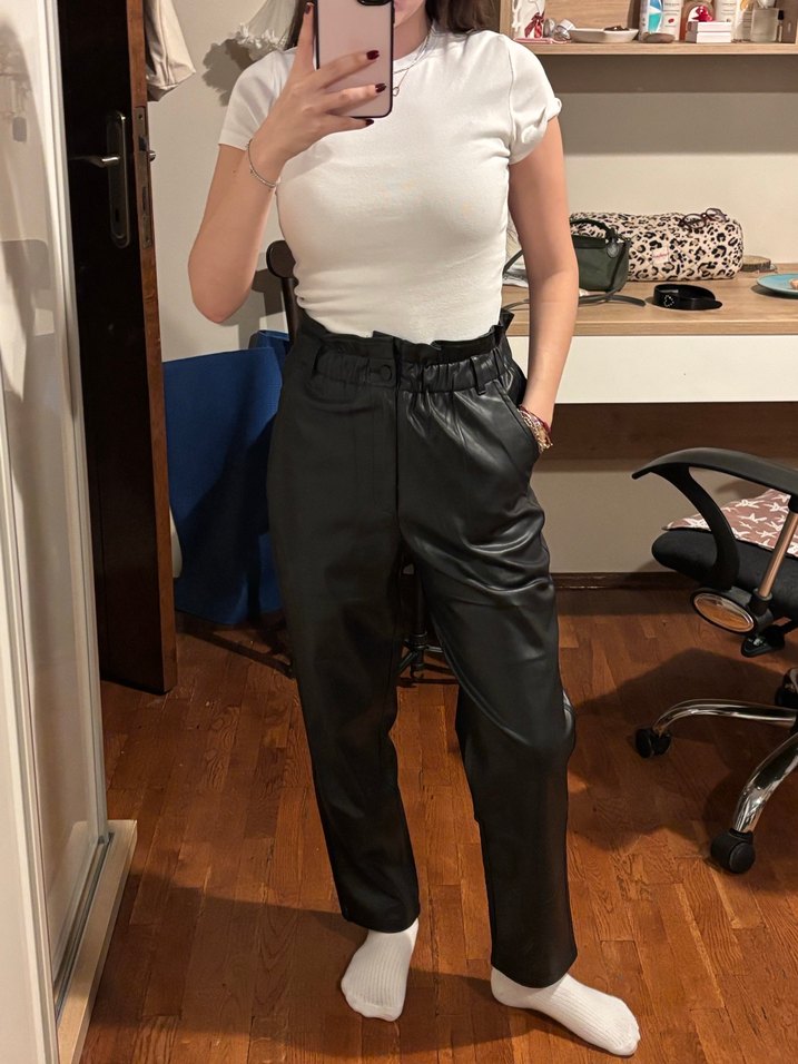 Mango Paperbag Deri Pantolon - Görsel 2