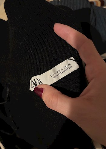 Zara Siyah Çizgili Yarım Fermuarlı Kadın Kazak - Görsel 5