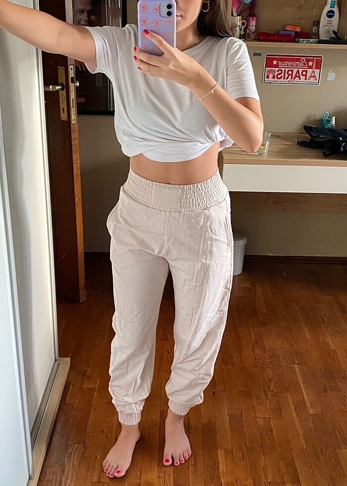 Bershka Krem Pantolon - Görsel 3