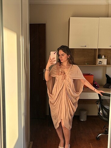 m Beden pembe Renk Özlem Süer Özel Tasarım Elbise