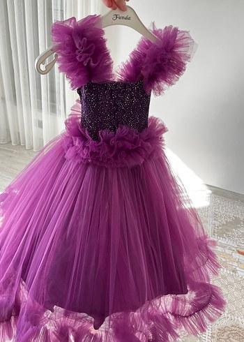 Mor Nakışlı Bohem Çocuk Abiyesi - Görsel 3