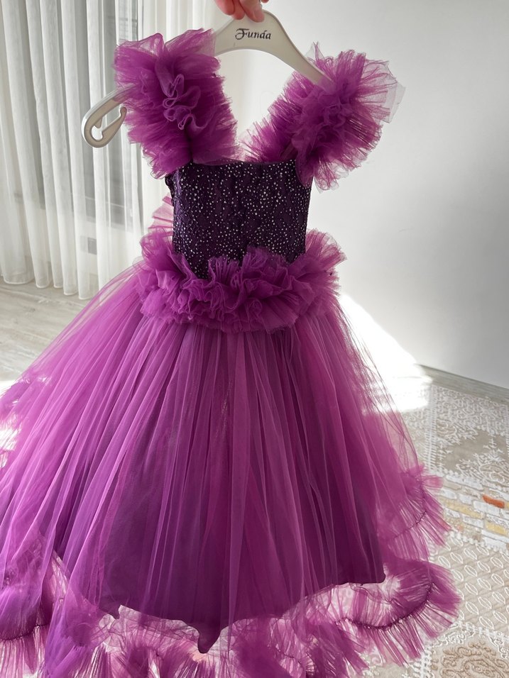 Mor Nakışlı Bohem Çocuk Abiyesi - Görsel 3