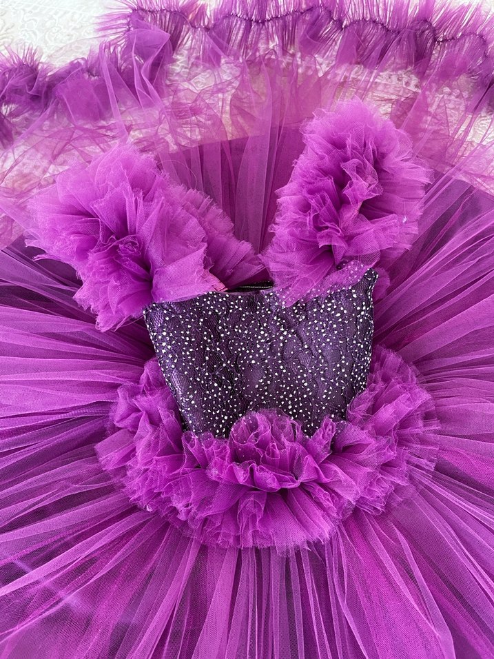 Mor Nakışlı Bohem Çocuk Abiyesi - Görsel 2