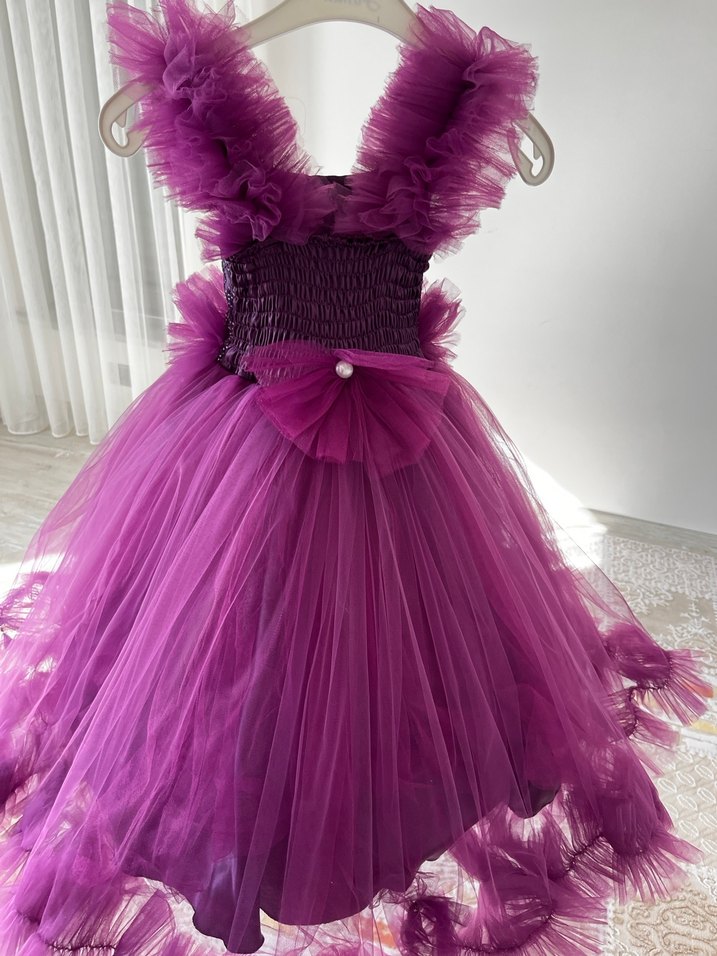 Mor Nakışlı Bohem Çocuk Abiyesi - Görsel 4