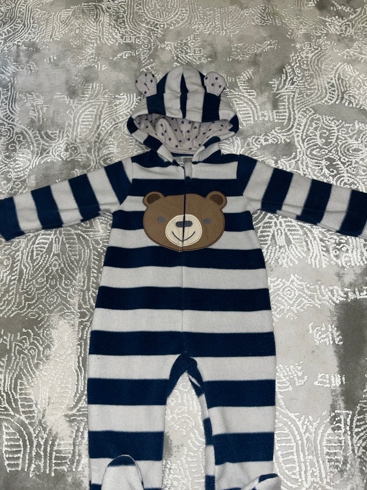 Kapüşonlu Mavi Gri Erkek Bebek Tulum - Görsel 2