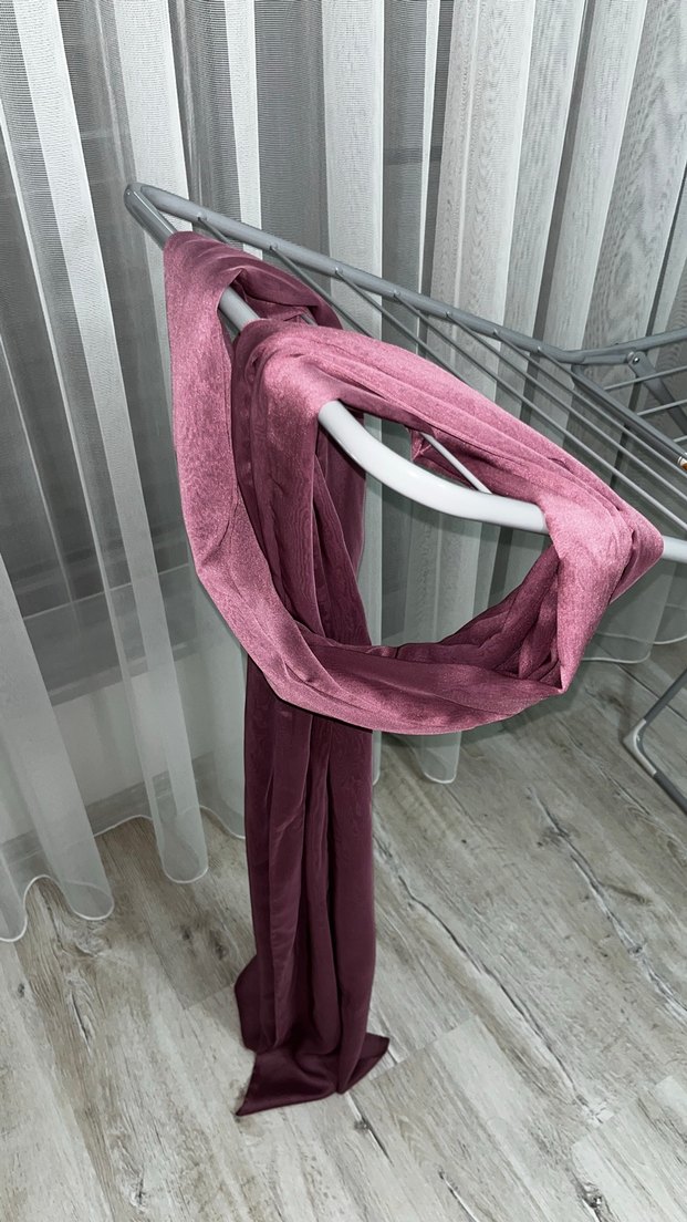 Pembe Uzun Kollu Drapeli Abiye Elbise - Görsel 5