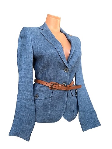 MASSIMO DUTTI Keten Ceket Deri kemer 36