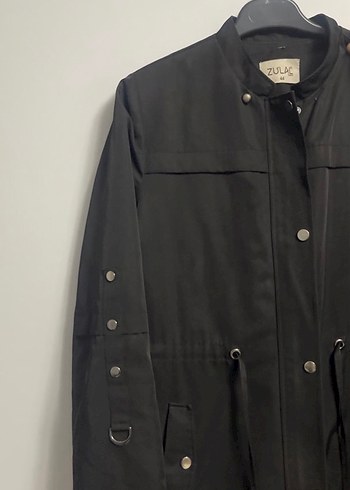 Düğmeli Siyah Kadın Trençkot - Görsel 4