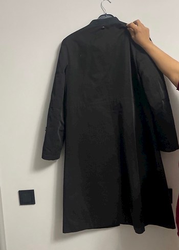 Düğmeli Siyah Kadın Trençkot - Görsel 6