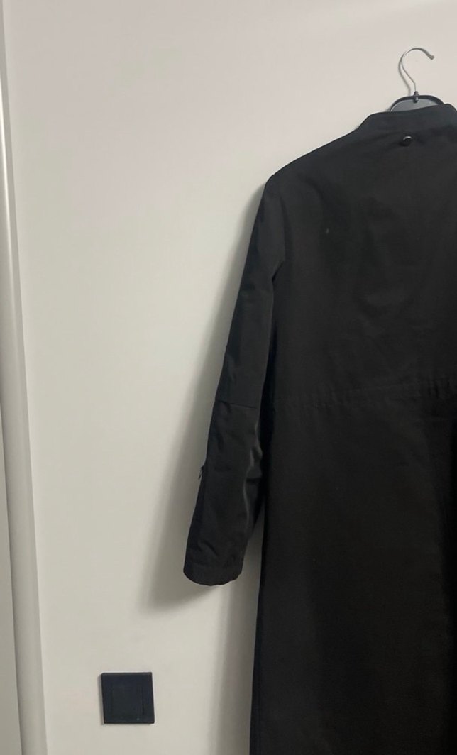 Düğmeli Siyah Kadın Trençkot - Görsel 5