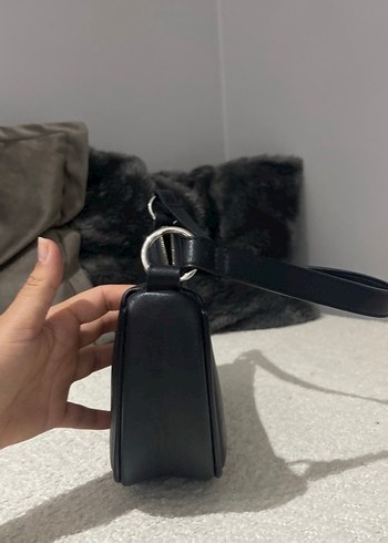 Siyah Deri Kürklü Kadın Omuz Çantası - Görsel 3