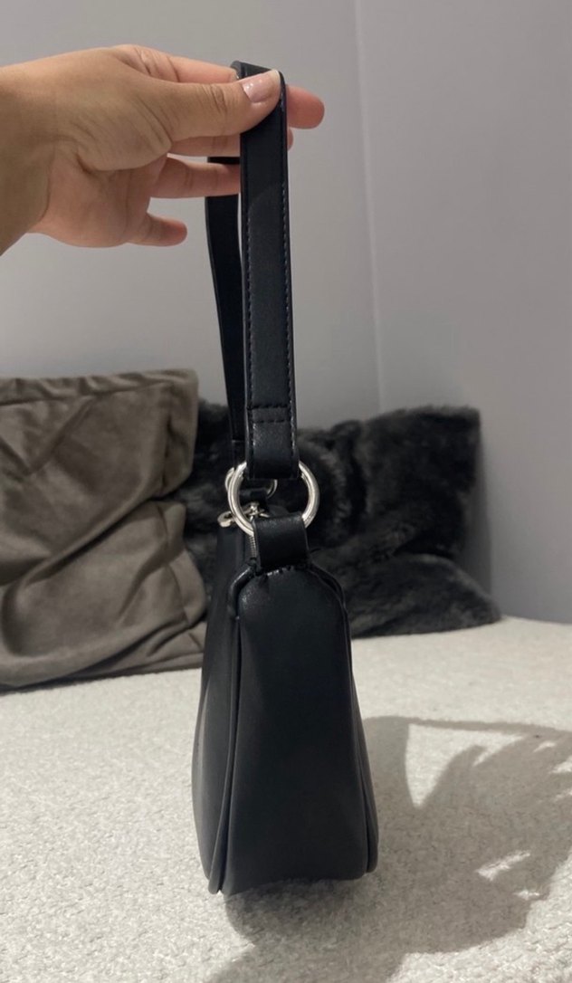 Siyah Deri Kürklü Kadın Omuz Çantası - Görsel 5