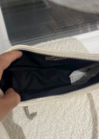 Beyaz Deri Yılan Desenli Omuz Çantası - Görsel 5