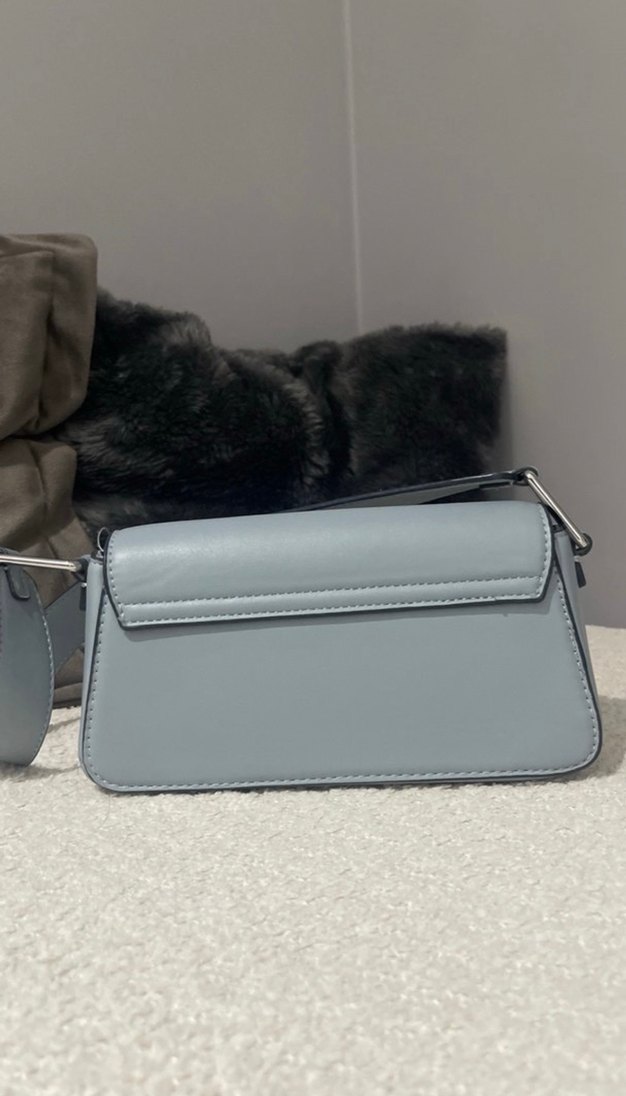 Gri Deri Kadın Çanta - Görsel 5