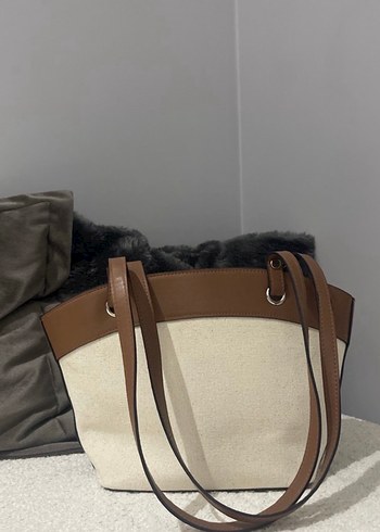 Klasik Bej Deri Kadın Çanta - Görsel 2