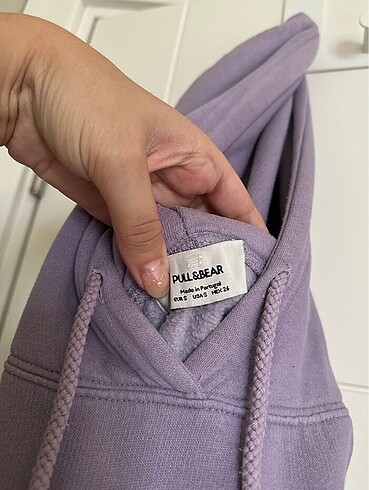 s Beden mor Renk Pull and Bear kapüşonlu sweatshirt