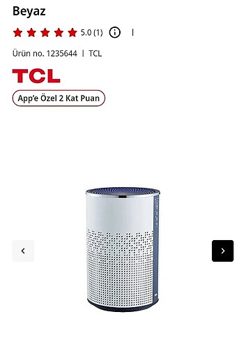 TCL Breeva A1 Hava Temizleme Cihazı Beyaz