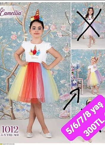 Unicorn taçli abiye elbise