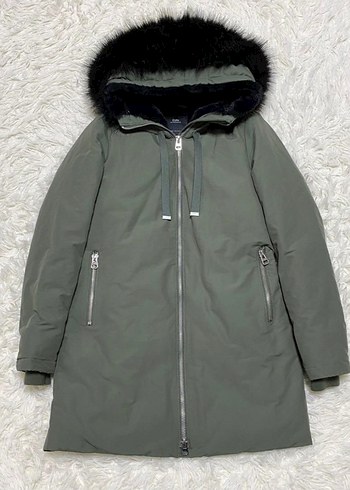 Kadın Yeşil Midi Kaban, Kürklü, Günlük - Görsel 2