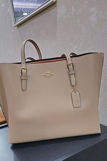 Coach tote bej krem çanta