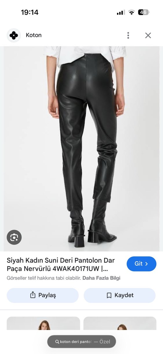 Siyah Deri Kadın Cigarette Pantolon - Görsel 2