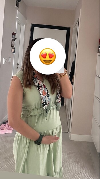 s Beden Milla yeşil elbise