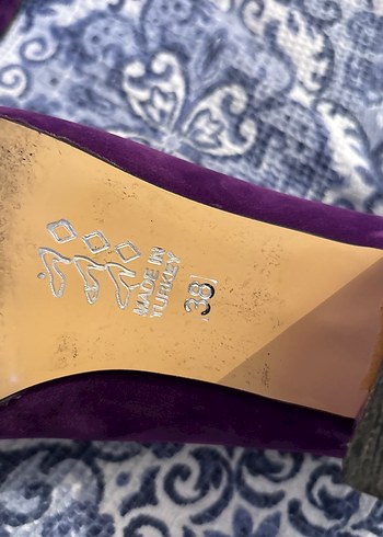 Mor Süet Stiletto Kadın Ayakkabı - Görsel 3