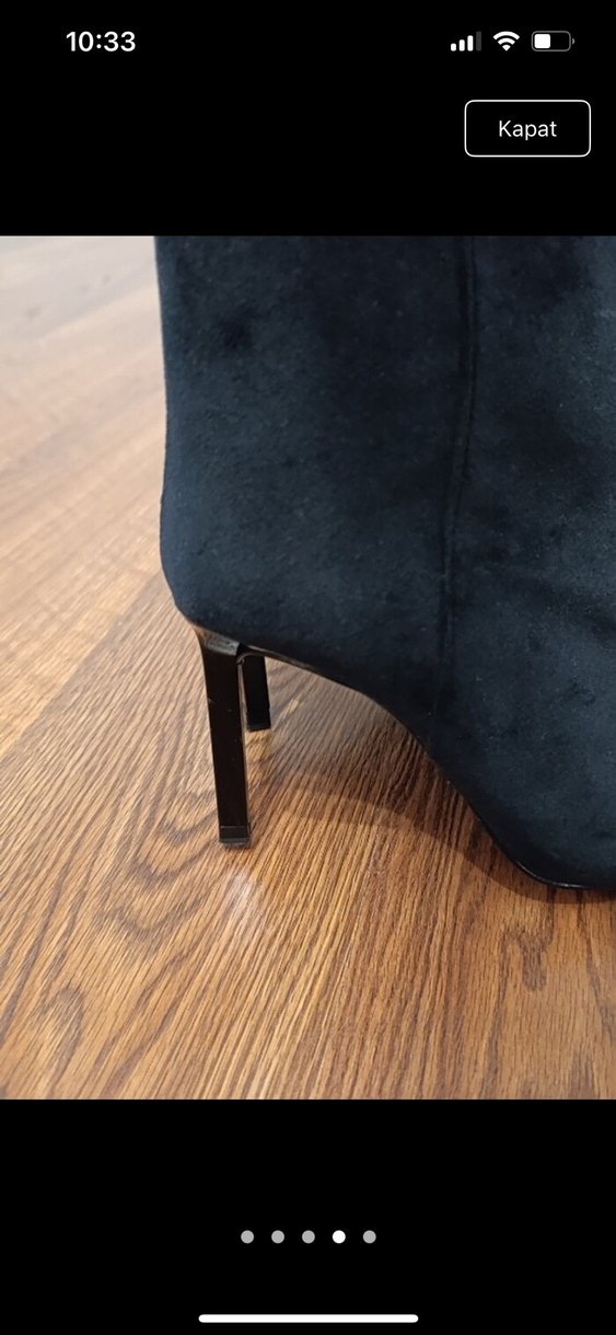 Siyah kadife İnce Topuklu Dizüstü Bot - Görsel 2